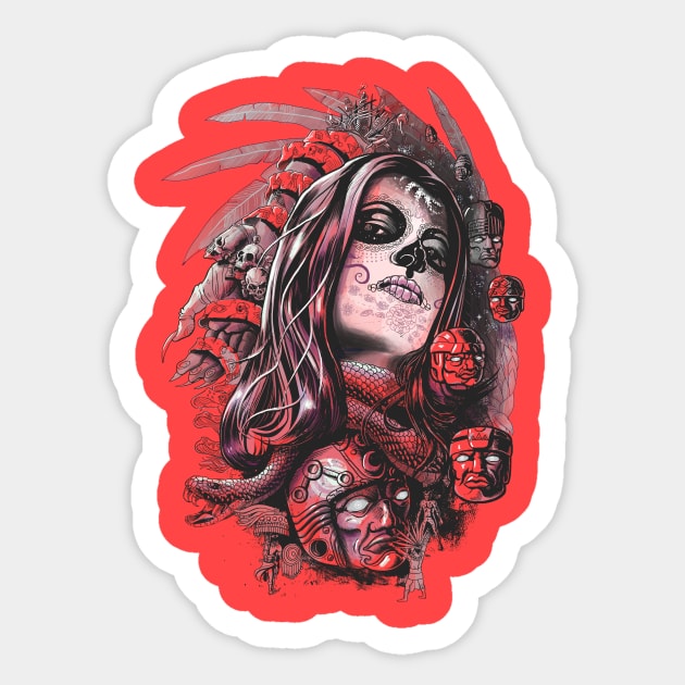 Coyolxuahqui Sticker by qetza